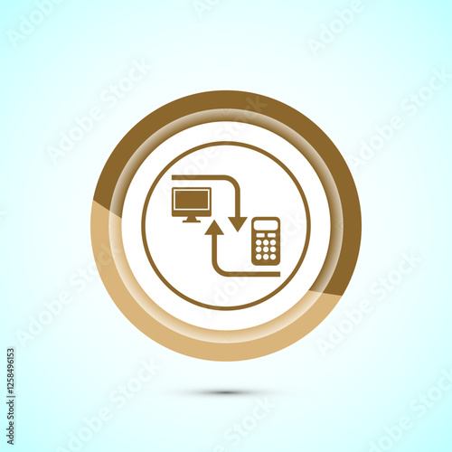 Data exchange icon design illustration, Data transfer sign for apps and websites, Gold color button design