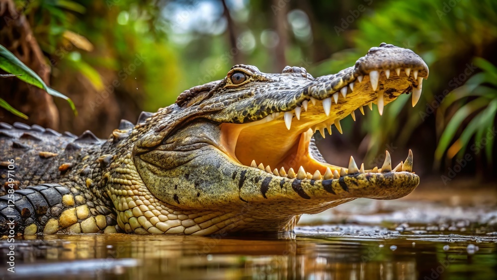 Fototapeta premium American Crocodile, Open Mouth, Wildlife, Florida Everglades, Reptile