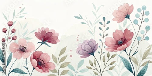 Wallpaper Mural Minimalist watercolor flower background Torontodigital.ca