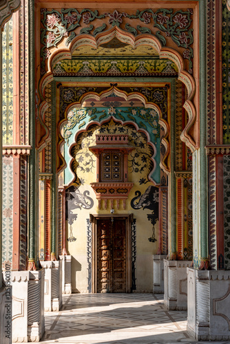 India. Rajasthan. Jaipur. The pathways decorated of Patrika Gate photo