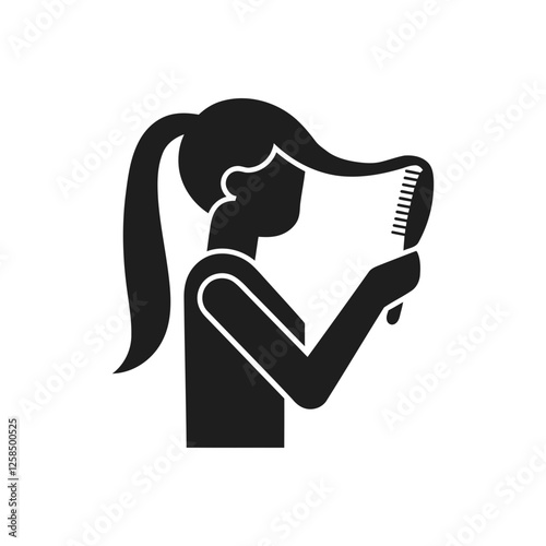Self Hair Combing Action Icon