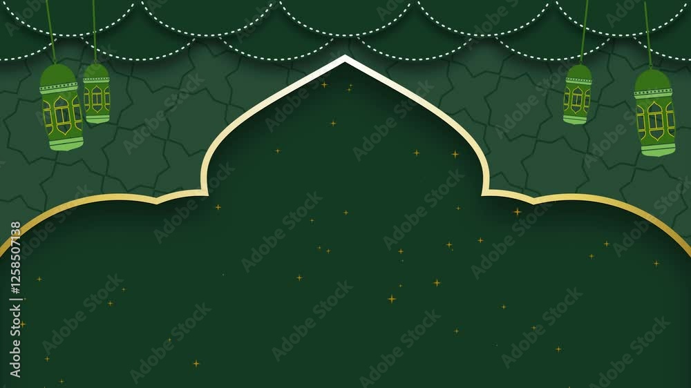 custom made wallpaper toronto digitalRamadan theme animated background with dominant green color with star particles and landscape resolution
