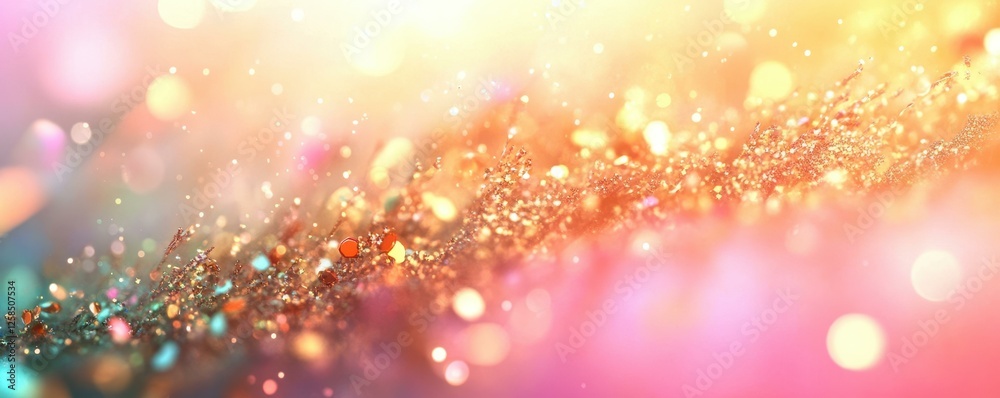 Obraz premium Shimmering Warmth Abstract Glowing Particles Glittering Bokeh Festive Elegance Decorative Design