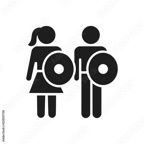 Male and Female Holding Shields Icon