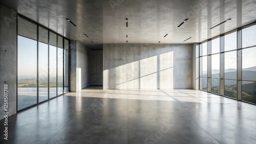 Wallpaper Mural Spacious Modern Room with Panoramic Views and Polished Concrete Floor Torontodigital.ca