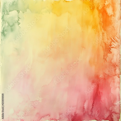 Abstract Watercolor Wash Background with Warm Sunset Colors Gradient