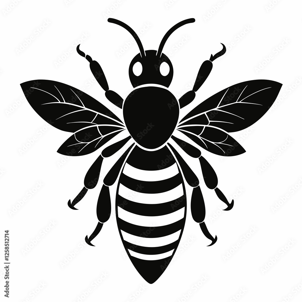 Bee vector silhouette black design white background Bee vector silhouette black design white background
