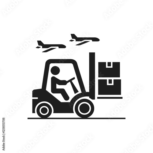 forklift cargo transport icon