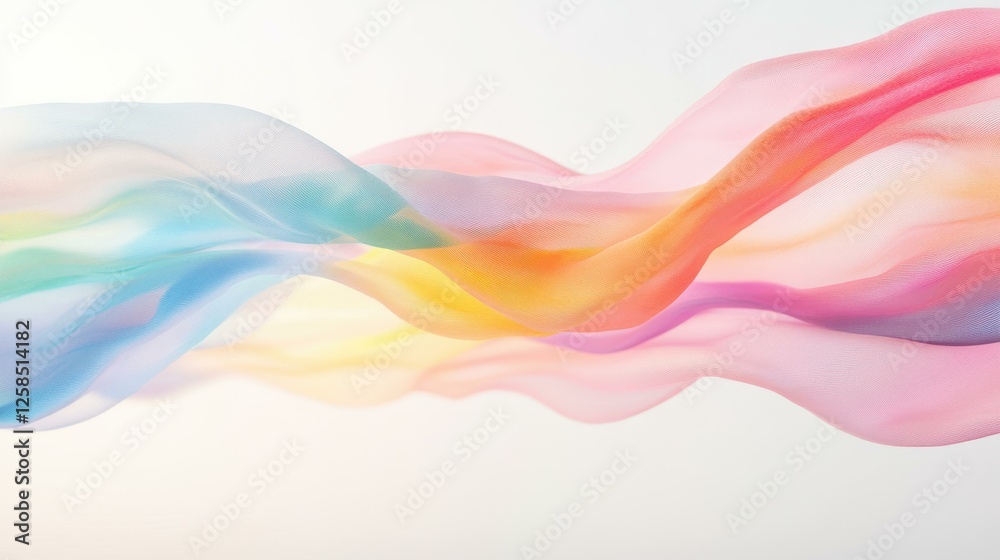 Fototapeta premium Pastel Swirl of Sheer Fabric Waves Serene Color Transitions in Soft Light on a Bright Background