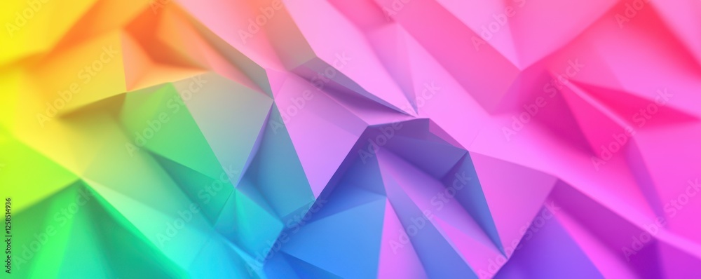 Fototapeta premium Vivid Abstract Polygon Mesh Rainbow Gradient Background for Digital Design Applications