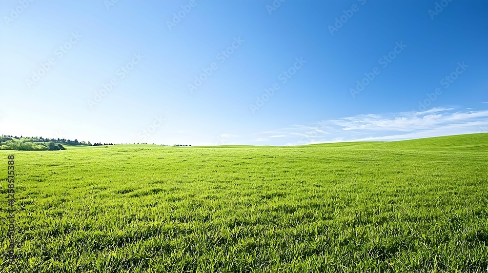 Vast Green Field Under Blue Sky