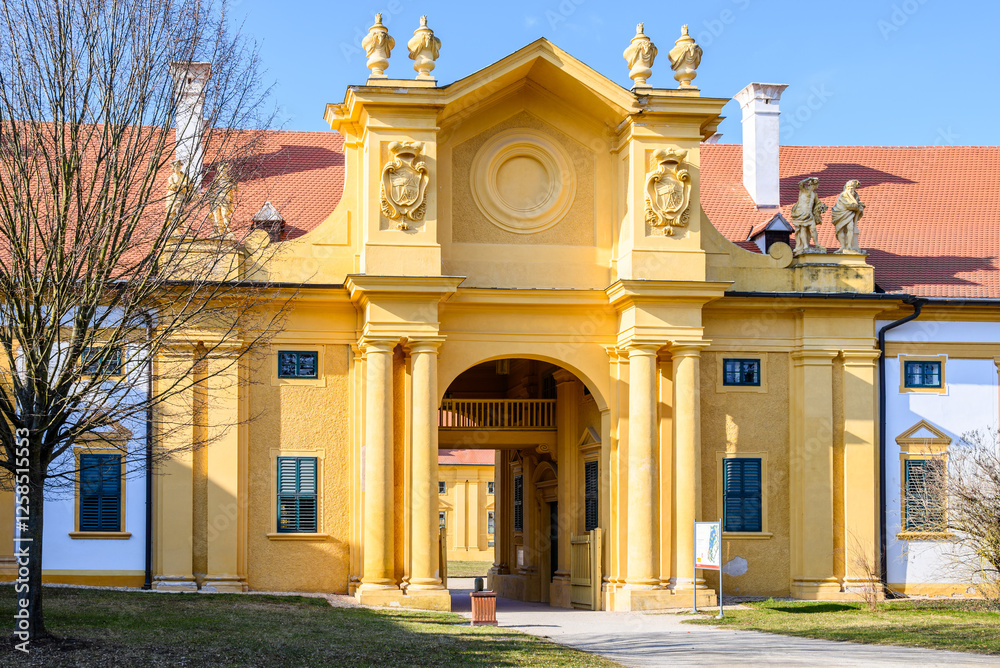 Fototapeta premium Lednice Castle complex, UNESCO World Heritage site in the South Moravia region in Lednice, Czech Republic