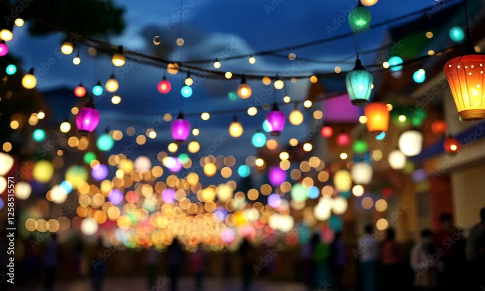 A dazzling display of colorful lights and lanterns strung across a festive outdoor setting, evoking a sense of celebration and warmth, perfect for lively gatherings and events. A dazzling display of colorful lights and lanterns strung across a festive outdoor setting, evoking a sense of celebration and warmth, perfect for lively gatherings and events.