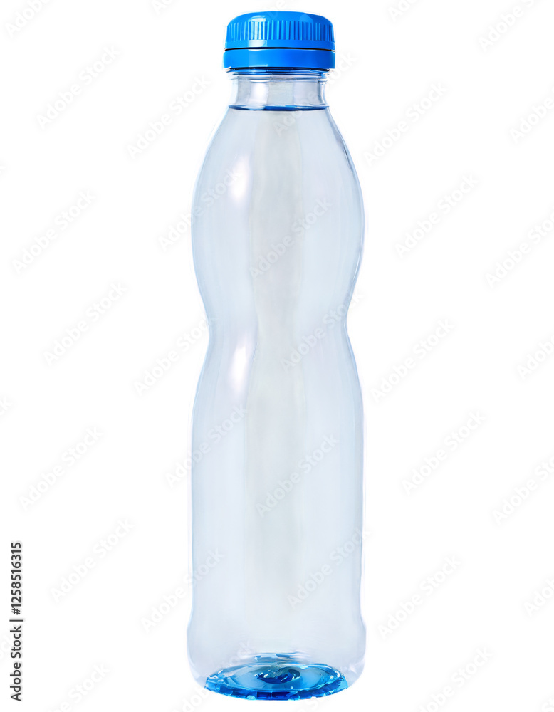 Fototapeta premium Transparent Plastic Bottle with Blue Cap on a Clear Background
