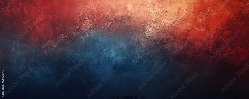Obraz premium Abstract Red and Blue Textured Background Image Fiery Sunset Sky Dramatic Cloud Formation Artistic Wall Painting Grunge Style Design Element