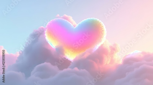 Cloud Heart Tender Embrace Fluffy Sky Dreamy Pastel Colors Artistic Design Symbol of Love Romance photo