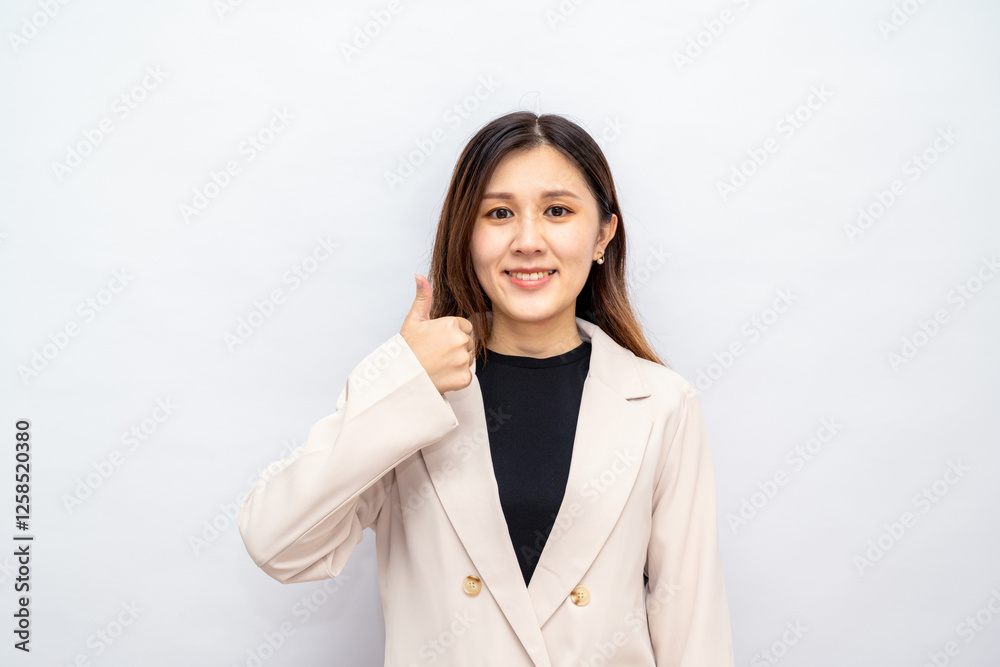 Confident Businesswoman Giving a Thumbs Up,Positive and Motivated Professional Woman,Symbol of Business Success and Motivation Confident Businesswoman Giving a Thumbs Up,Positive and Motivated Professional Woman,Symbol of Business Success and Motivation