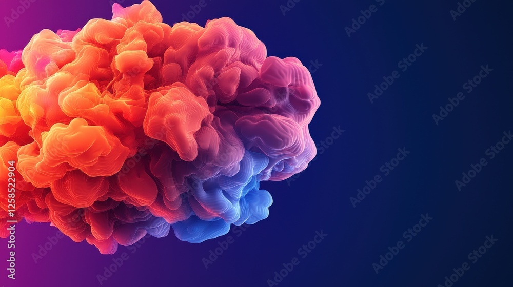 Obraz premium Processing Cloud AI style. Colorful smoke cloud on a gradient background.