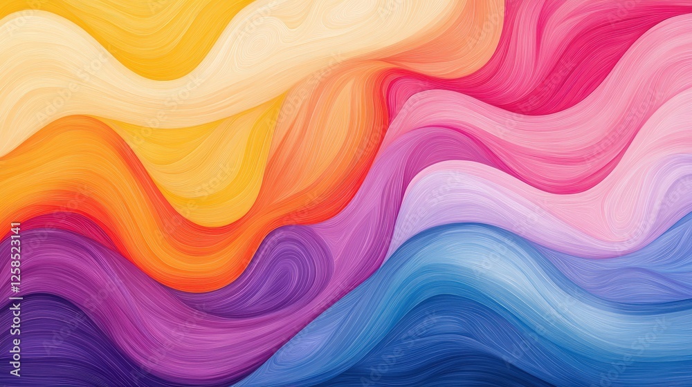 Obraz premium Processing Cloud AI style. Vibrant abstract waves of color in warm and cool tones.
