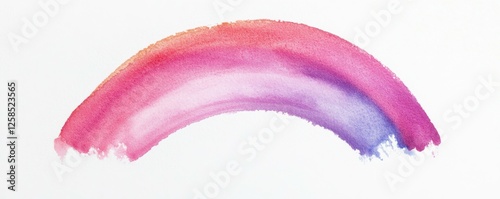 Watercolor Rainbow Arc Spectrum of Colors in Brushstroke Artistic Expression on White Background photo