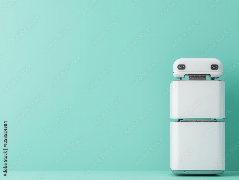 Robotic packaging system stacking electronic modules, streamlined and futuristic