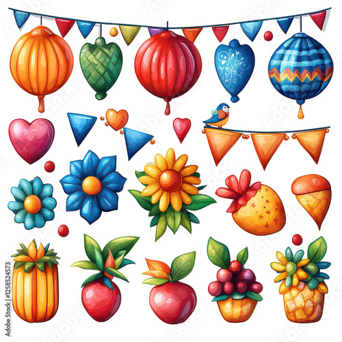 Obraz na płótnie Festivals isolated on transparent background, PNG w salonie