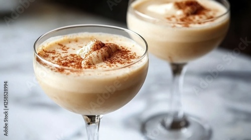 Creamy cinnamon rumchata cocktail in elegant glasses photo