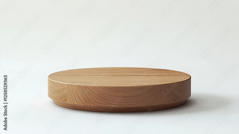 3d wood podium set for kitchen product display. Wooden platform stage for minimal scene. Cosmetic presentation pedestal isolated on background. Empty brown abstract showcase plate for beauty design