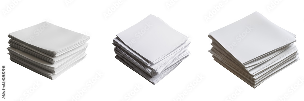 Stacked white paper on transparent background Stacked white paper on transparent background