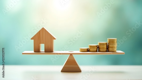 Real Estate Investment and Mortgage Cost Concept with House and Coins on Balance