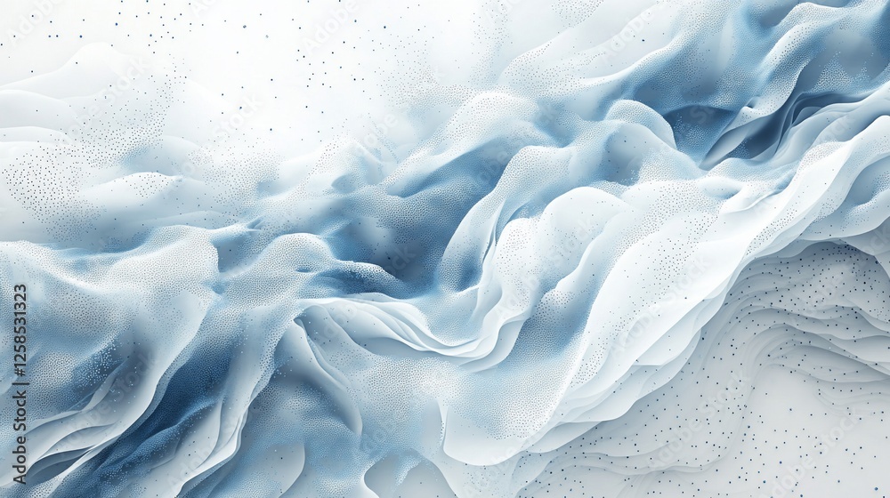 Obraz premium Abstract swirling blue digital waves, light background, tech design