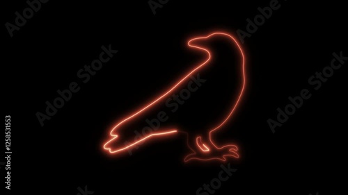 Glowing neon raven icon isolated on black background. HD Video motion graphic animation photo