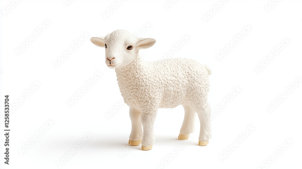 easter religious service. Soft white lamb figurine with textured wool, perfect for decor easter religious service. Soft white lamb figurine with textured wool, perfect for decor