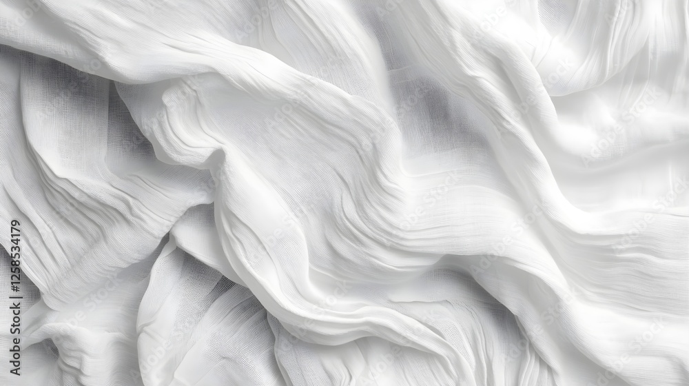 Obraz premium Abstract white fabric background with soft waves and delicate textures for design and art projects.