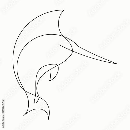 Illustration of a Marlin Fish in One Line Artistic Style