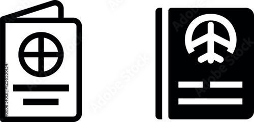 Airport Passport Icon Design Vector Symbol Set – Travel and Border Control Graphics