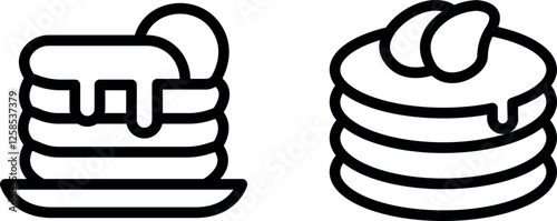 Breakfast Pancakes Icon Design Vector Symbol Set – Morning Meal and Sweet Treat Graphics