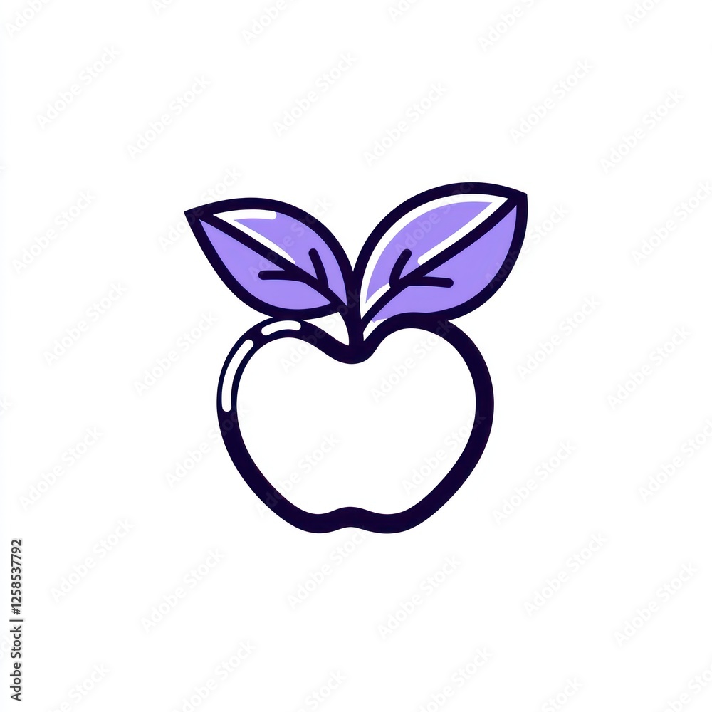 Simple apple graphic with leaves, suitable for food or health-related content Simple apple graphic with leaves, suitable for food or health-related content