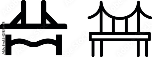 Bridge Icon Design Vector Symbol Set – Structural Architecture and Engineering Graphics