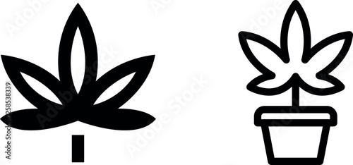 Cannabis Icon Design Vector Symbol Set – Marijuana and Hemp Graphics