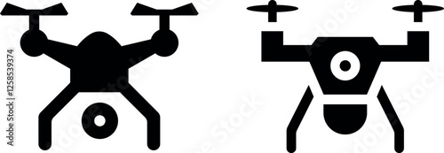 Civilian Aerial Drone Symbol Vector Icon Set