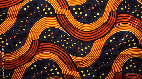 Vibrant African Ankara Textile Pattern with Intricate Geometric Designs