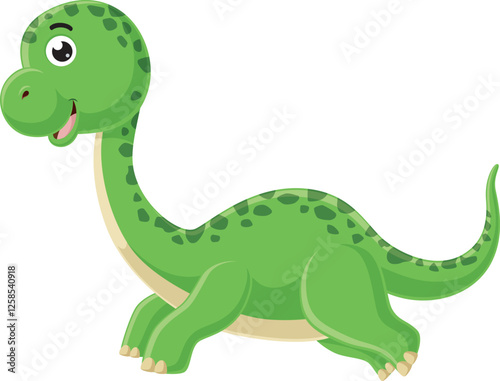 Happy brontosaurus cartoon on white background