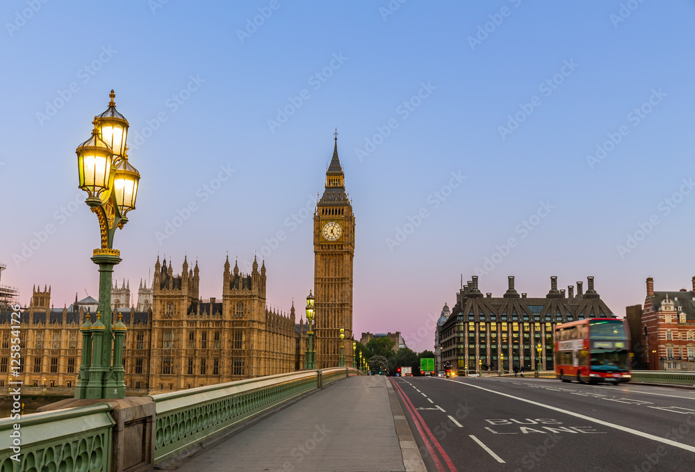 Big Ben and Red Bus in London in the Morning Big Ben and Red Bus in London in the Morning