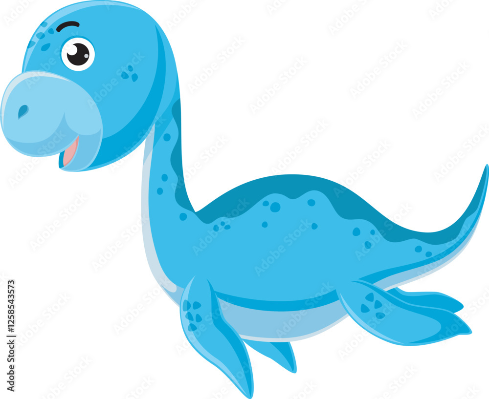 Cartoon of plesiosaurus on a white background Cartoon of plesiosaurus on a white background