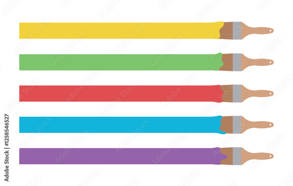 A set of border line illustrations drawn with colorful paints, watercolors and brushes, which are art tools. A set of border line illustrations drawn with colorful paints, watercolors and brushes, which are art tools.
