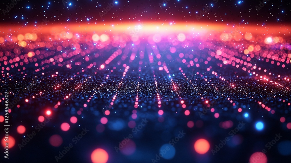Fototapeta premium Vibrant abstract digital landscape with glowing particles, creating a mesmerizing depth effect