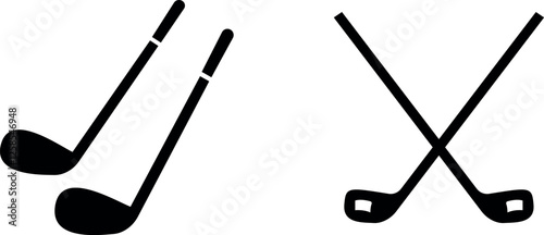 Pair of Iron or Wedge Golf Club Symbol Vector Icon Set