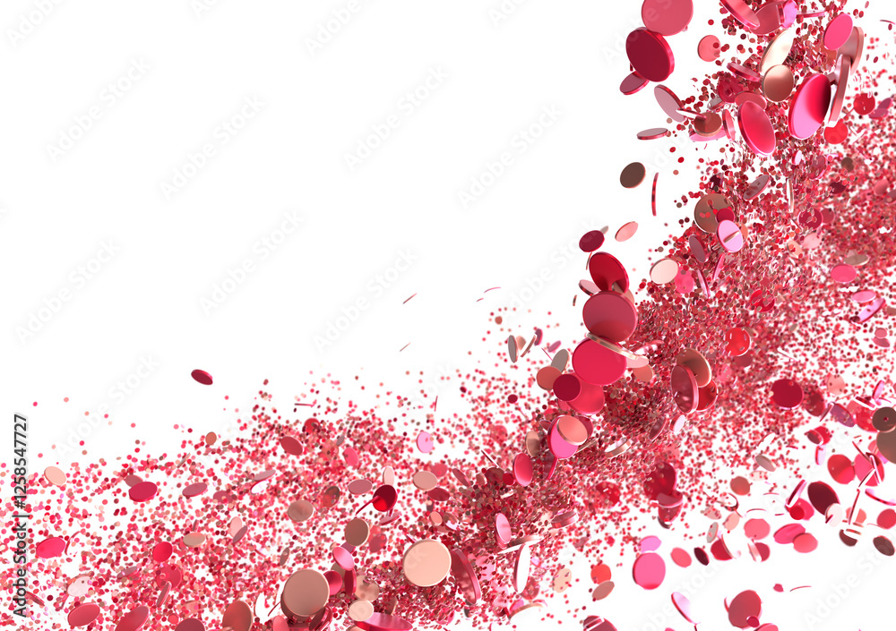 Pink geometric shapes falling on black background Pink geometric shapes falling on black background