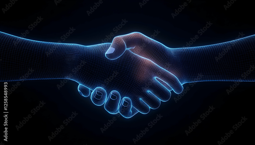 custom made wallpaper toronto digitalHologram handshake for future tech agreements and collaboration. Digital deal concept